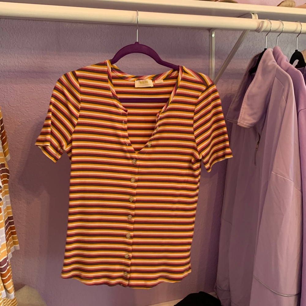 Button down open chest Anthropologie top.